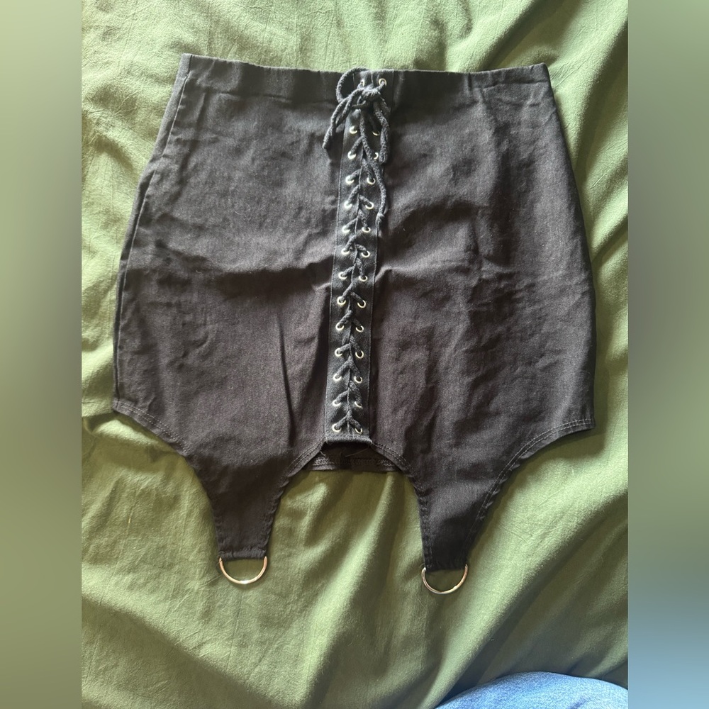 Bundle 4 for $20 - Black Lace-Up Mini Skirt